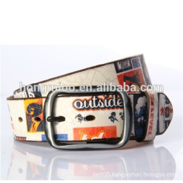 Person drawing printing genuine leather belt letter Graffiti pattern embossing belt Vintage rock belt street culture